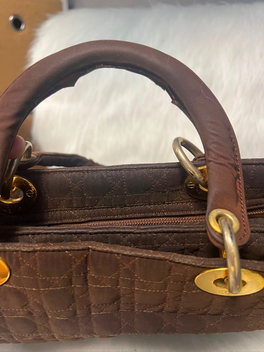Vintage Lady Dior Quilted Black Satchel with Gold Accent Charms - Picture 8 of 16